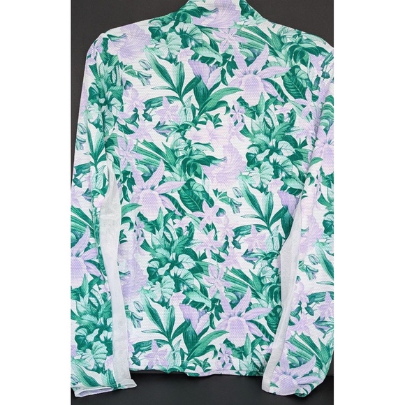 new Tommy Bahama Quarter-Zip Active Long-Sleeve Shirt Top, Tropical, Size Small - Picture 2 of 4